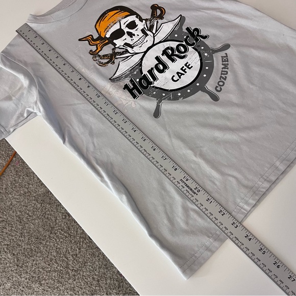 Hard Rock Cafe Shirt Youth Large Cozumel Ships Rudder Pirate Skulls Platinum - Picture 7 of 10